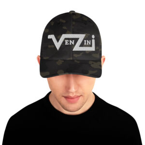 VENZINI WHITE - Closed Back Structured Cap / Embroidered White Logo