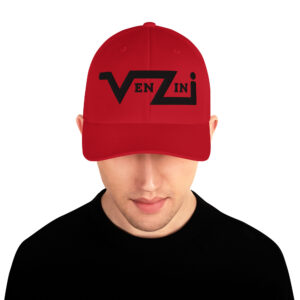 VENZINI BLACK Closed Back Structured Cap / Embroidered Black Logo