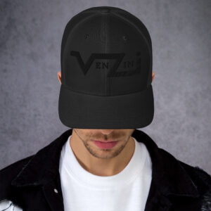 VENZINI BLACK Trucker Cap / Embroidered Black Logo