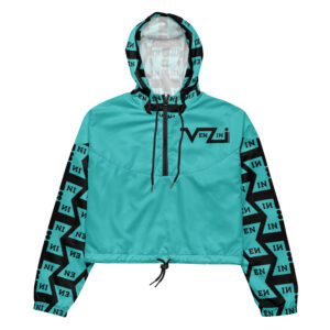 VENZINI BLACK - Turquoise Women’s cropped windbreaker