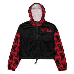VENZINI RED - Black Women’s cropped windbreaker