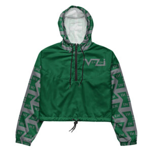 VENZINI GREY  - Jewel Green Women’s Cropped Windbreaker