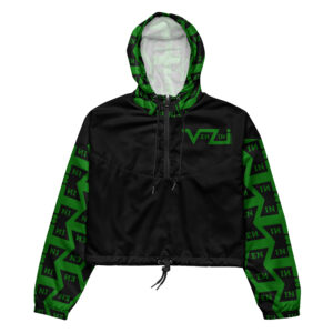 VENZINI GREEN - Black Women’s Cropped Windbreaker