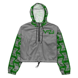 VENZINI GREEN - Light Grey Women’s Cropped Windbreaker