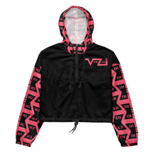 VENZINI PINK  - Black Women’s Cropped Windbreaker