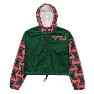 VENZINI PINK - Forest Green Women’s Cropped Windbreaker