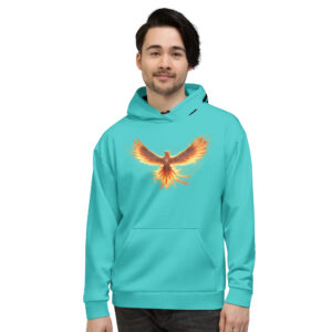 VENZINI BLACK - PHOENIX RISING TEAL HOODIE