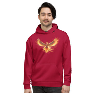 VENZINI BLACK - PHOENIX RISING CARMINE RED HOODIE
