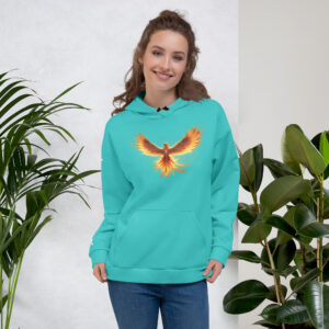 VENZINI WHITE - PHOENIX RISING TEAL HOODIE