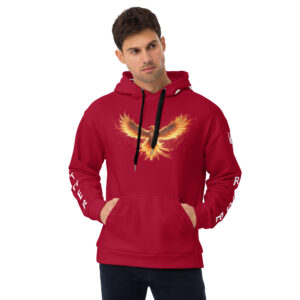 VENZINI WHITE - PHOENIX RISING CARMINE RED HOODIE